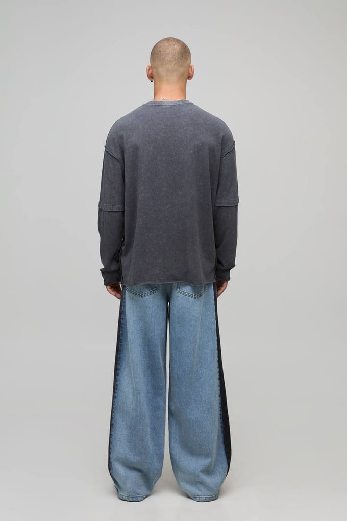 Baggy Fit Gewassen Zijpaneel Jeans | Light Blue | Size 32R