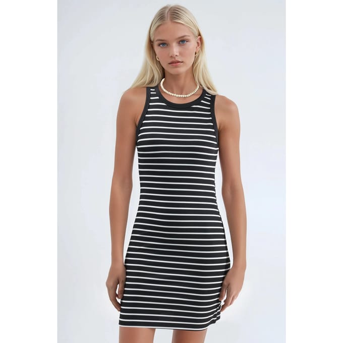 Bodycon Mini Jurk met Ronde Hals