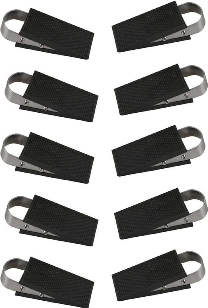 Benson Deurstopper/wig - 10x - rubber/RVS - 13 x 5 x 3 cm - deurklem - antislip onderkant