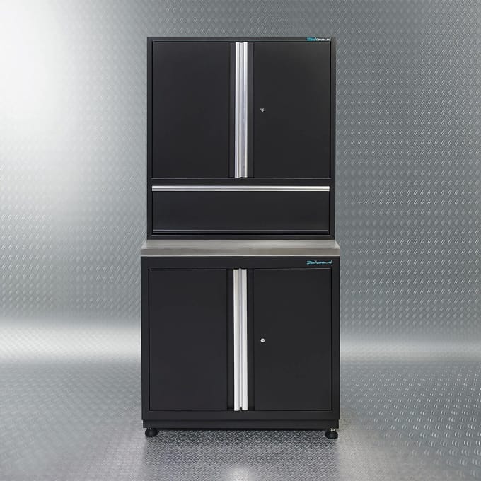 Datona® PREMIUM werkbank met RVS werkblad 92 cm breed - Zwart