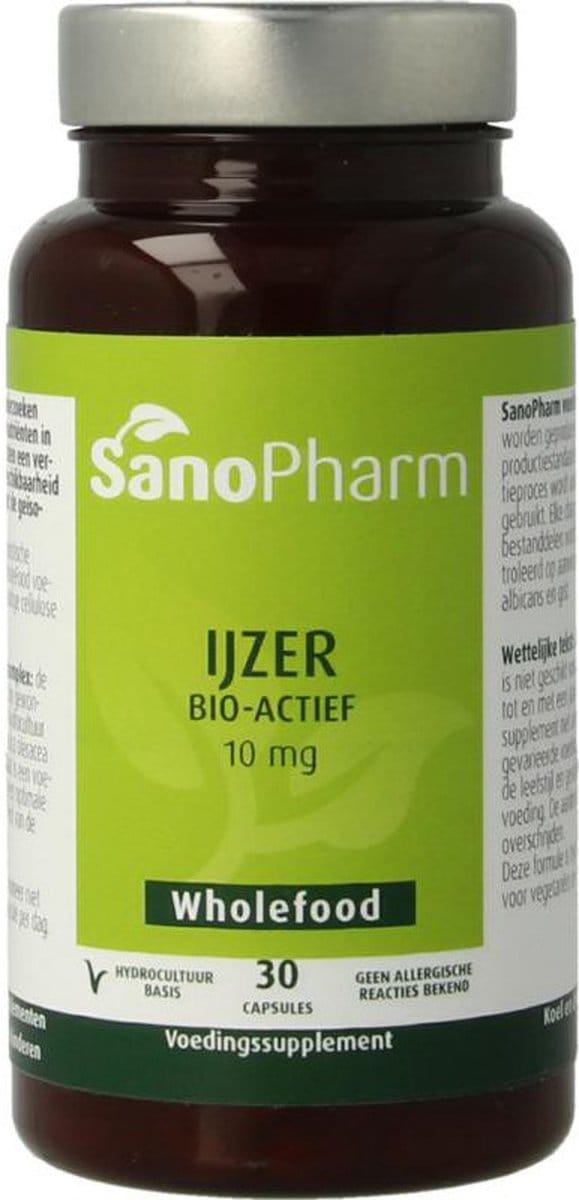 SanoPharm IJzer 10mg wholefood 30 Capsules