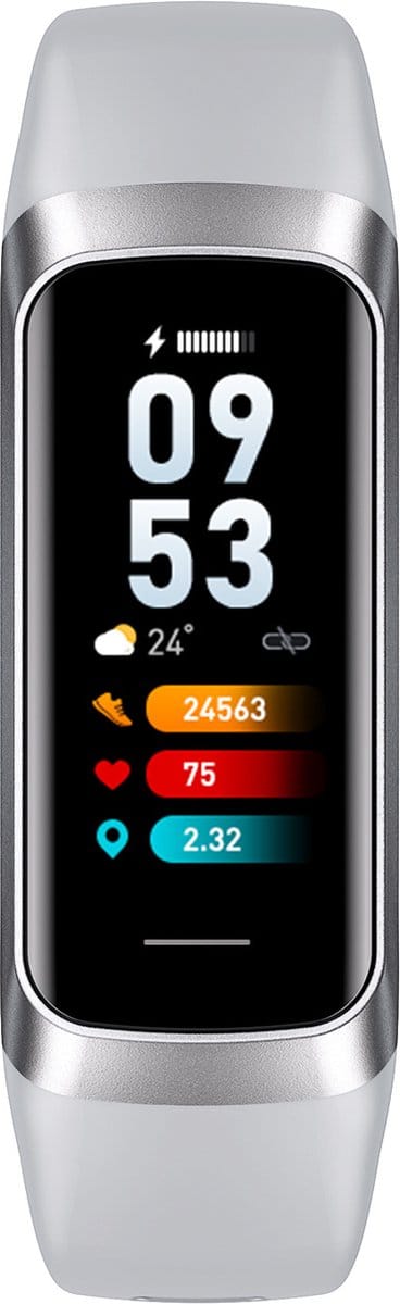 DrPhone ActiFit - 1.1'' AMOLED Scherm - Extra Lichte Activiteiten Tracker - Horloge met 25 Sportmodi - Zilver