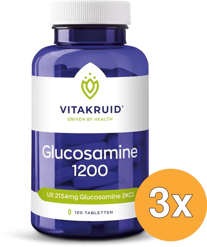 3x Vitakruid Glucosamine Sulfaat 2 KCI 1200mg (120 tabletten)