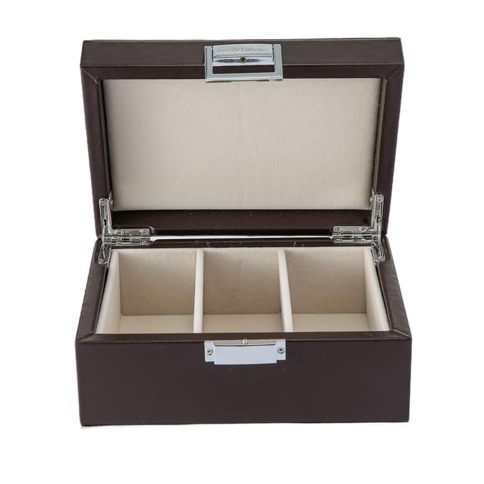 Emilie collection - horlogedoos - bruin - luxe opbergdoos voor 3 horloges - maat small