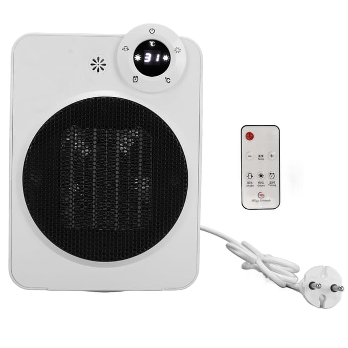 Hondenhokverwarming Snel Verwarmen 3 Snelheden Laag Geluidsniveau Brede Hoek Mini Ruimteverwarming met Afstandsbediening white