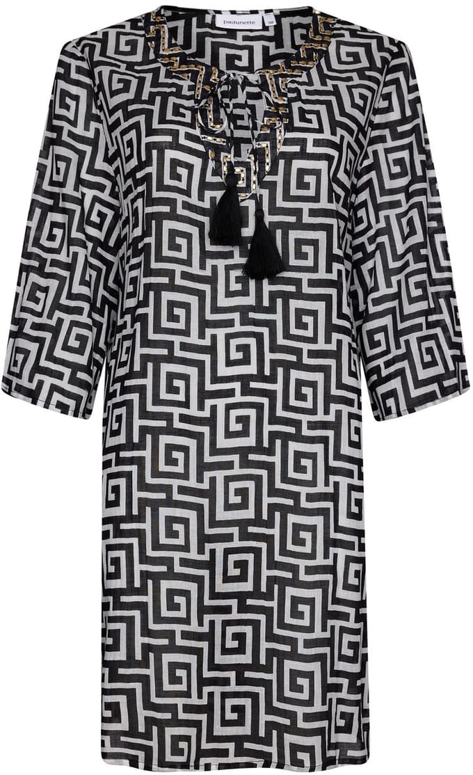 Pastunette Cover-Up Graphic Beach - Zwart/Wit - Katoen - Maat 42