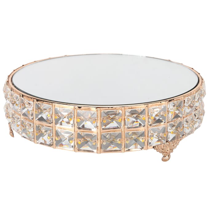 Kristallen Spiegel Taartstandaard Houder Rek Bruiloft Dessert Cupcake Pan Taart Display Dienblad Tafeldecoratie Rond beige