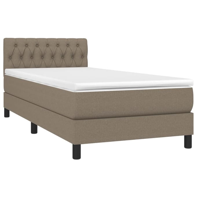 vidaXL - Boxspring - met - matras - en - LED - stof - taupe - 80x200 - cm