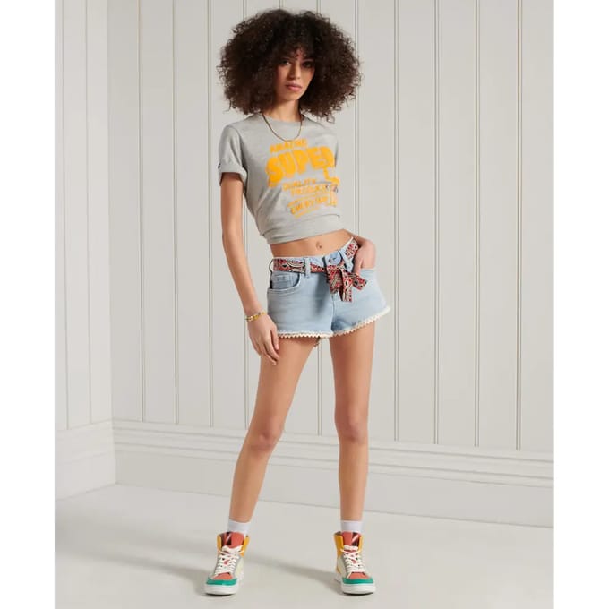 Dames mini shorts met kant Superdry