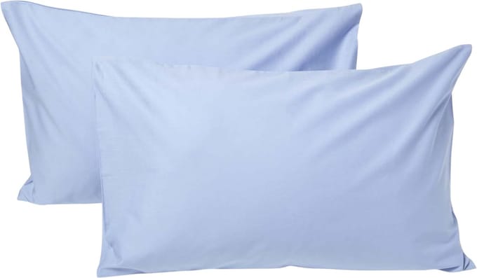 Homescapes Kinder Kussensloop 40x60 cm – Set van 2 – Uni Blauw – Egyptisch Katoen – OEKO-TEX®
