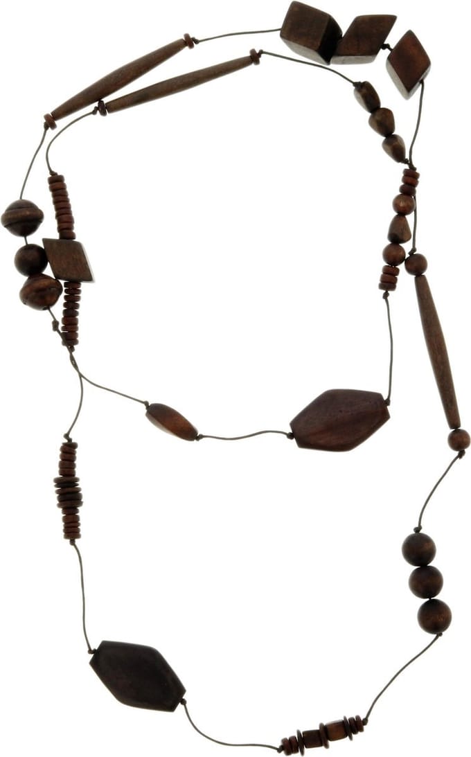 Behave - Houten Kralenketting Bruin - 150 cm