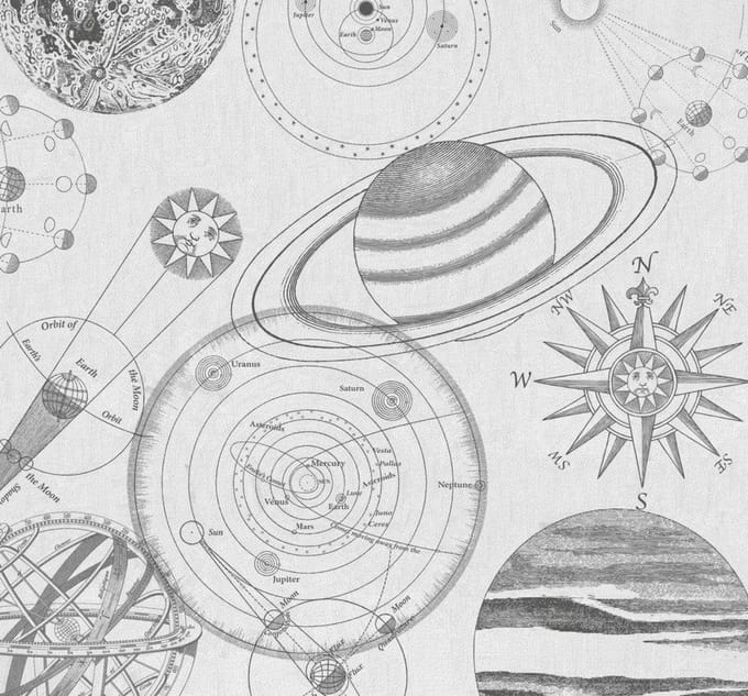 Fotobehang - Cosmos Sketch 300x280cm - Vliesbehang