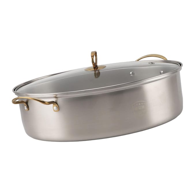 Cuit-vapeur à poisson en acier inoxydable 304 simple couche épaissi ovale multi-usage avec grille L gray