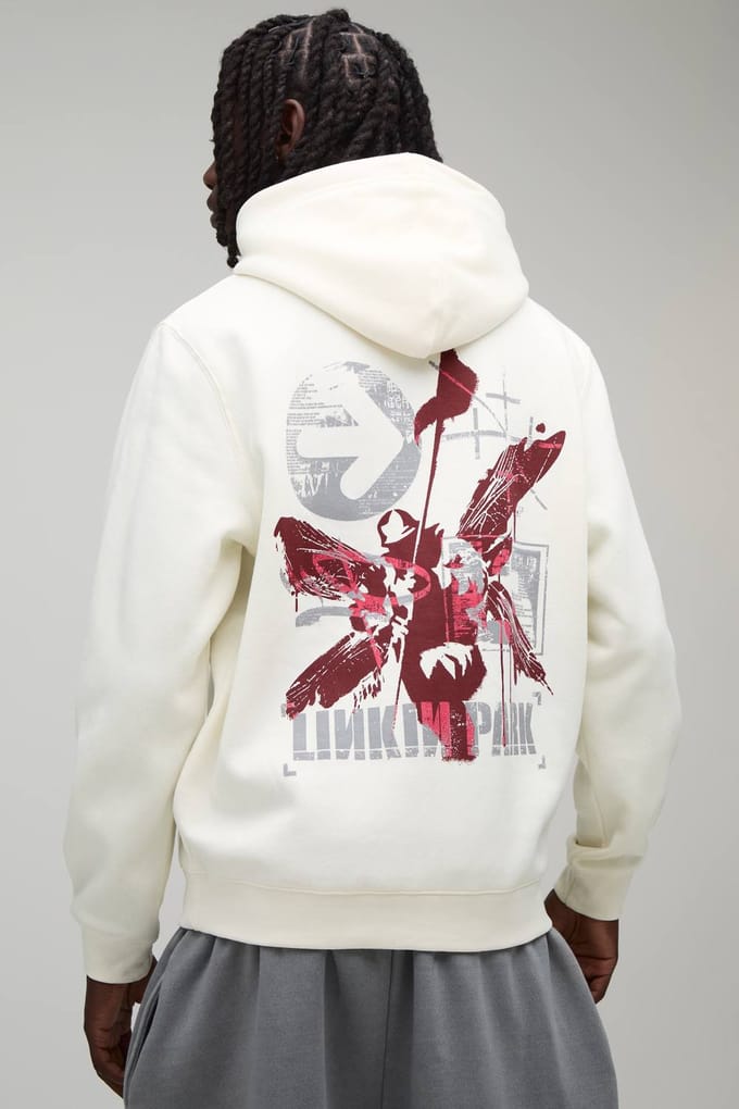 Regular Linkin Park Licentie Print Hoodie | Ecru | Size Medium