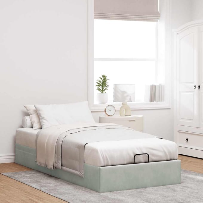 vidaXL - Bedframe - zonder - matras - 80x200 - cm - fluweel - lichtgrijs