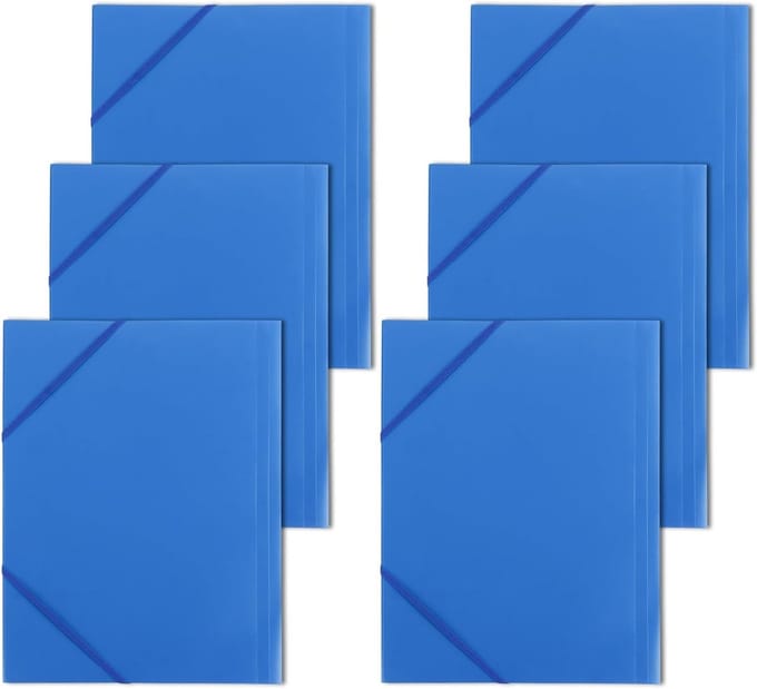 Set van 25 blauwe A4 mappen, stevige en duurzame documentfolder met elastische band, ideaal voor school en kantoorgebruik