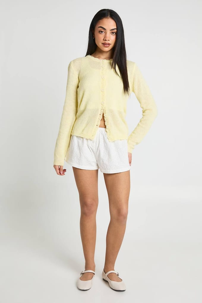 boohoo Dames Zacht Gebreid Vest Met Knoopsluiting | Citroen | Maat: Medium