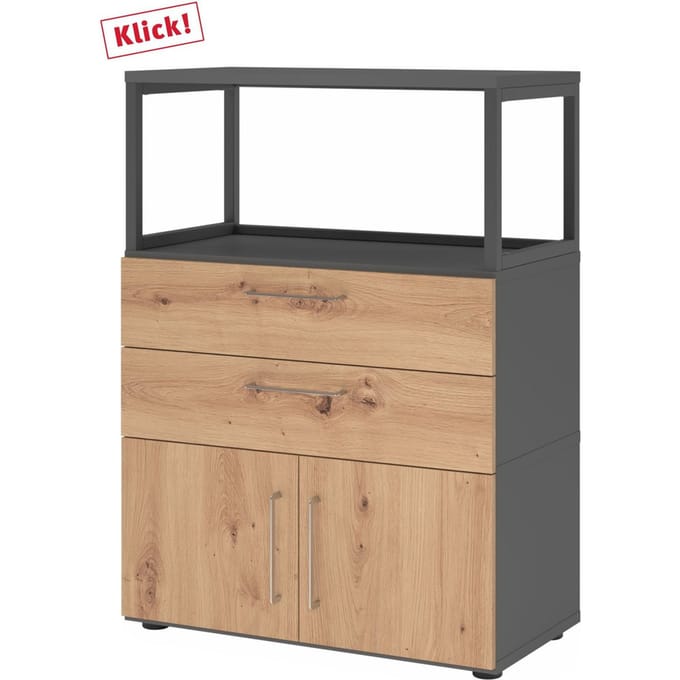 FlexWall | 3 OH | deuren + laden + frame | met verstelbare poten - Grafiet/Essen-Eik