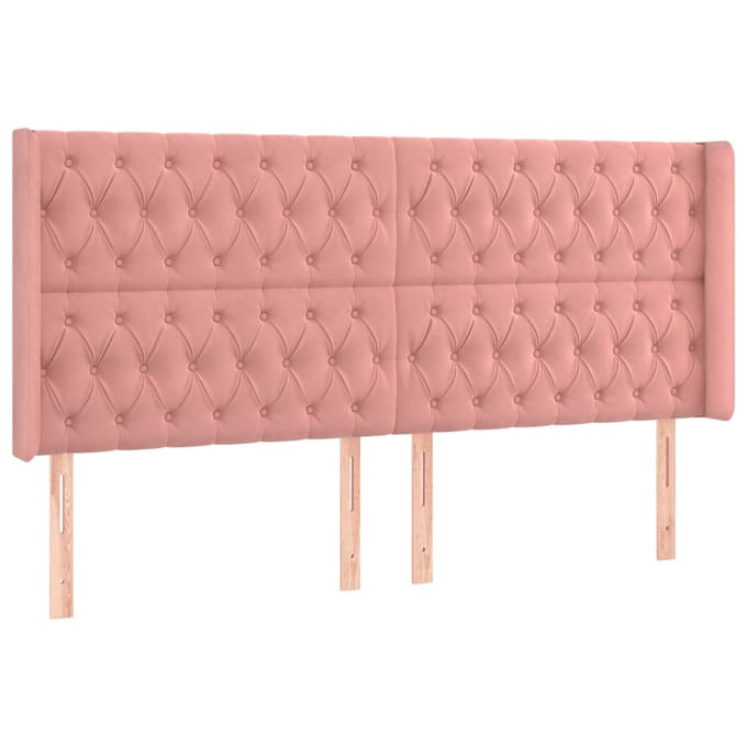 vidaXL - Hoofdbord - LED - 203x16x118/128 - cm - fluweel - roze