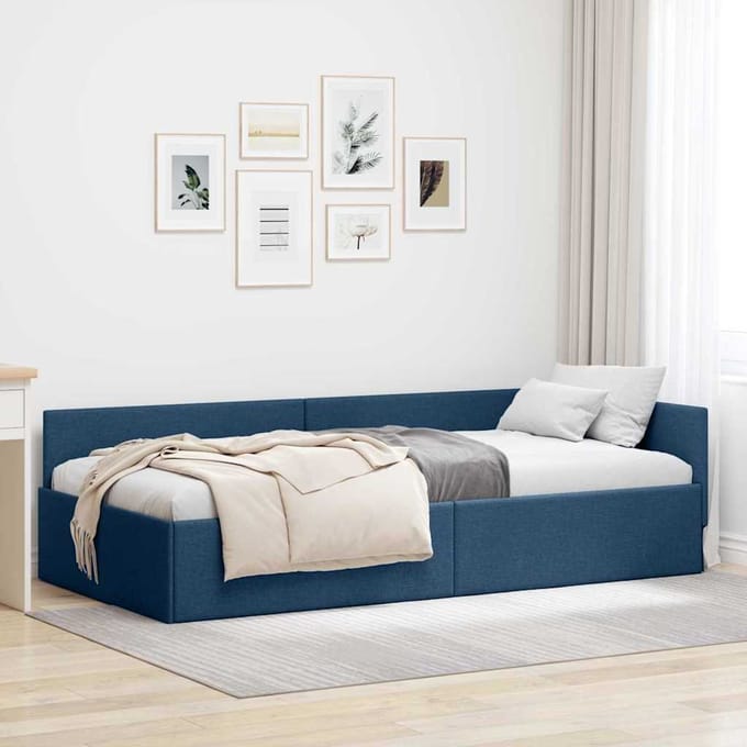 vidaXL - Hoek - Bed - Frame - Blauw - 100 - x - 200 - cm - Stof