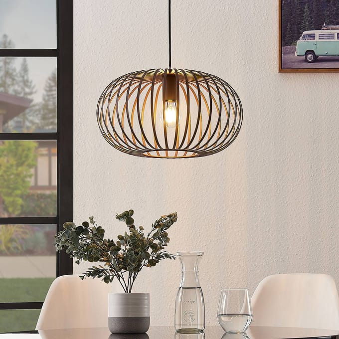 Lindby - hanglamp - 1licht - IJzer - H: 21 cm - E27 - koffiebruin