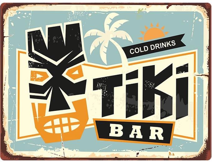 Signs USA - wandbord - dibond - Tiki Bar blue - 33 x 44 cm