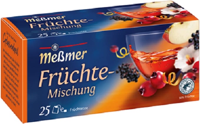 MEßMER thee-fruitmengsel, hartig-fruitig, 25 theezakjes, doos van 12 x 75 g