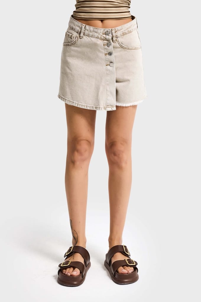 It's Basic - MINI DENIM SKORT - OAT