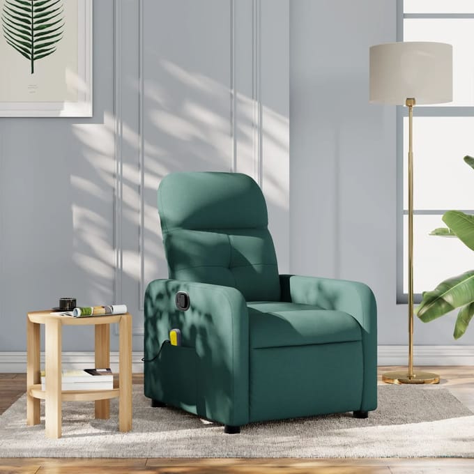 vidaXL - Massagestoel - met - donkergroene - stof