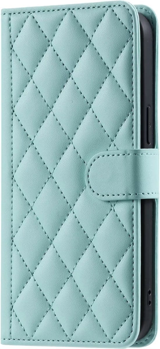 Hoesje geschikt voor iPhone 16 Plus - Bookcase - Pasjeshouder - Koord - Kunstleer - Turquoise