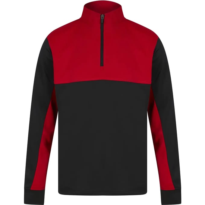 Adults 1/4 Zip Tracksuit Top met rits Black/Red - S