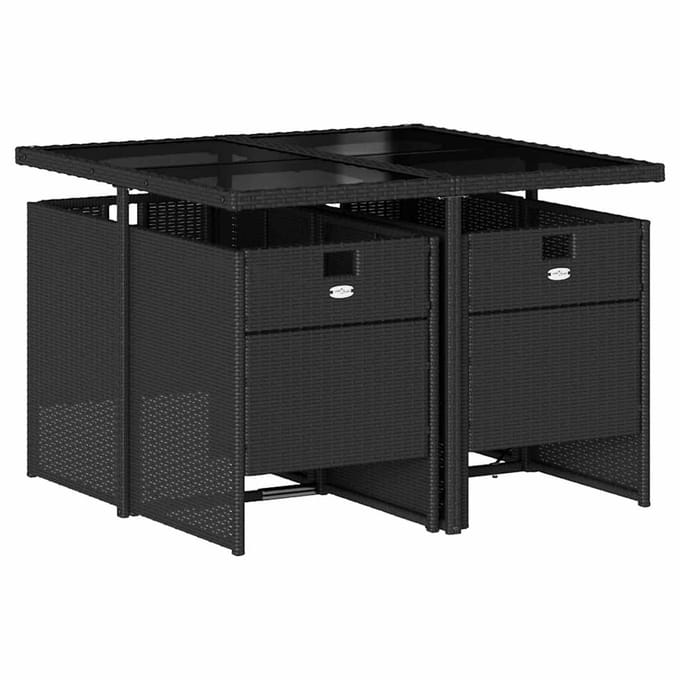 vidaXL - 5-delige - Tuinset - met - kussens - poly - rattan - zwart