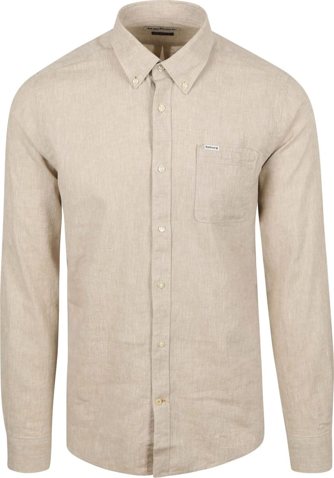 Barbour Shirt Nelson Tailored Stone Beige - Maat M - Heren - Overhemden Casual