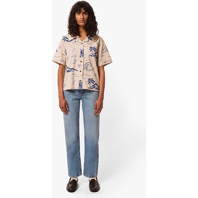 Nudie Jeans Moa Waves Hawaii Shirt Ecru Taglia: M | Magliette intime Outlet | Donna | Marrone