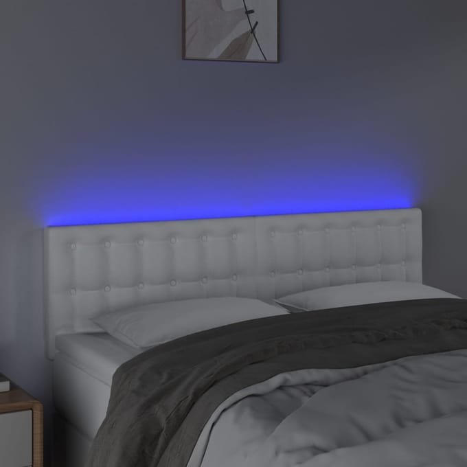 vidaXL - Hoofdbord - LED - 144x5x78/88 - cm - kunstleer - wit
