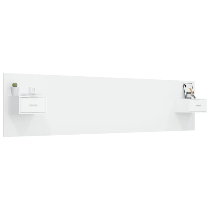 vidaXL - Hoofdbord - met - kastjes - bewerkt - hout - wit