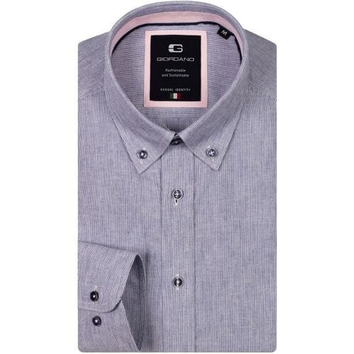Giordano Overhemd Loretto Soft Washed Cotton Linnen Button Down Fine Stripe Navy / male