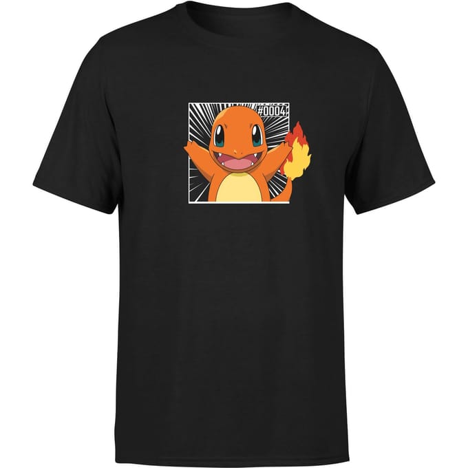 Pokémon Pokédex Charmander #0004 Men's T-Shirt - Black - S