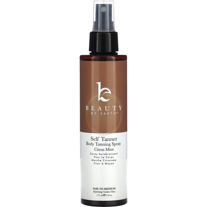 Beauty By Earth, Self Tanner, Body Tanning Spray, Citrus Mint, 6 fl oz (177 ml) brown