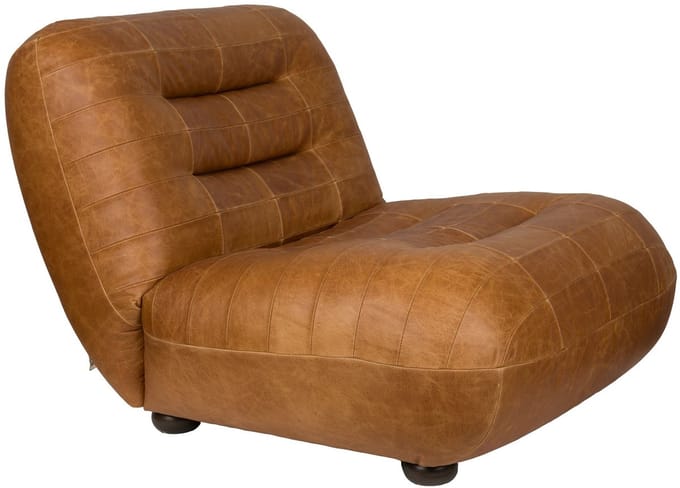 Dutchbone Wyatt Fauteuil Leer Cognac Bruin
