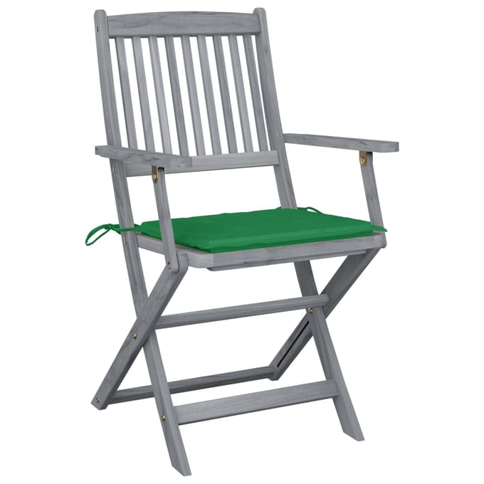 vidaXL - Inklapbare - stoelen - 6 - st - met - kussens - massief - acaciahout