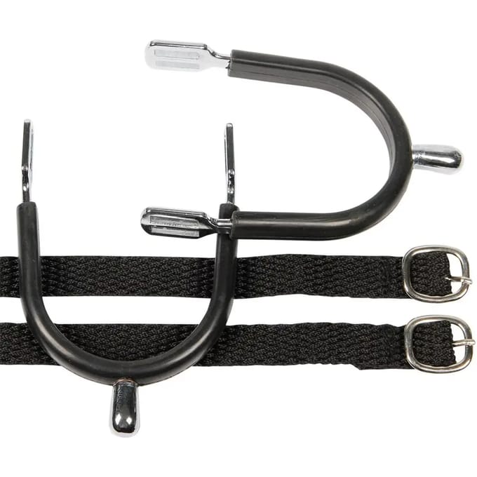 chroom/rubber ruiterspoor met riem Harry's Horse