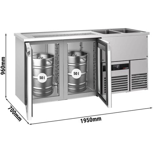 GGM Gastro Bierkoeling PREMIUM - 1950x700mm - 2 glazen deuren zilver
