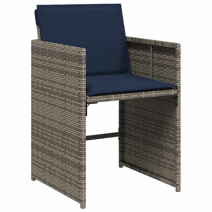 vidaXL - 13-delige - tuinset - met - kussens, - grijs - polyrotan