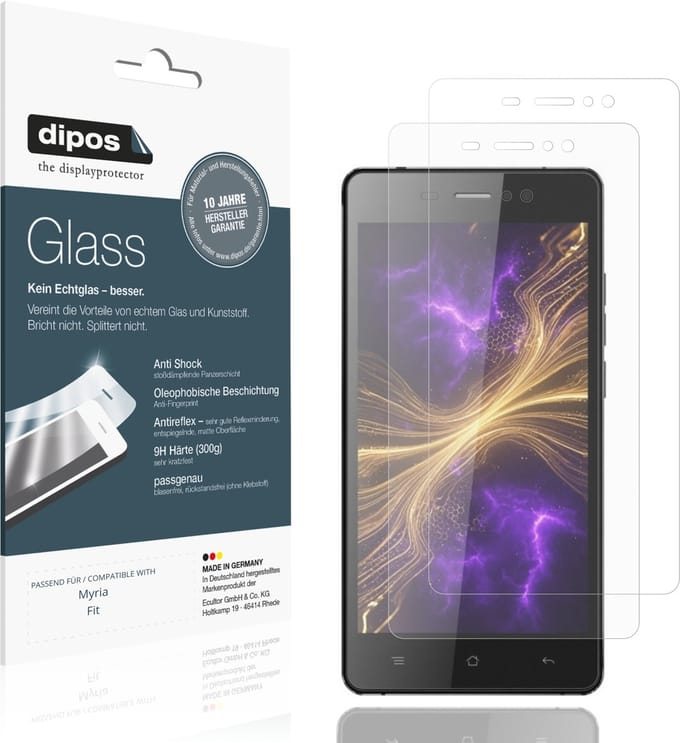 dipos – 2x Matte Pantserfolie geschikt voor Myria Fit | 9H Screenprotector