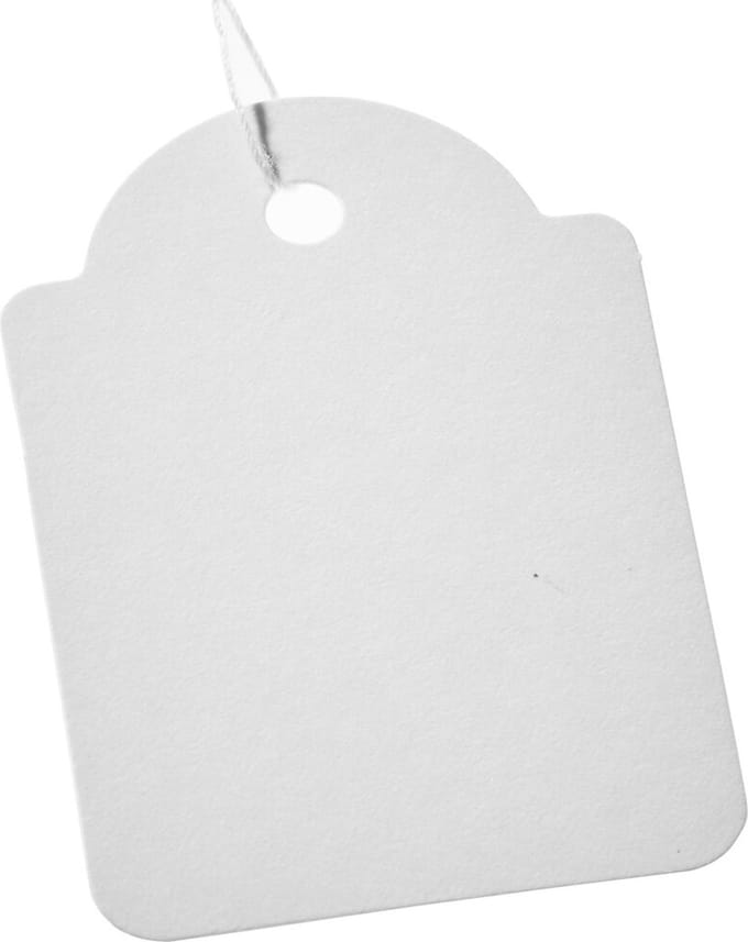 1.000 stuks - Witte Kartonnen Labels met koordje / Hangetiketten - 36x53mm
