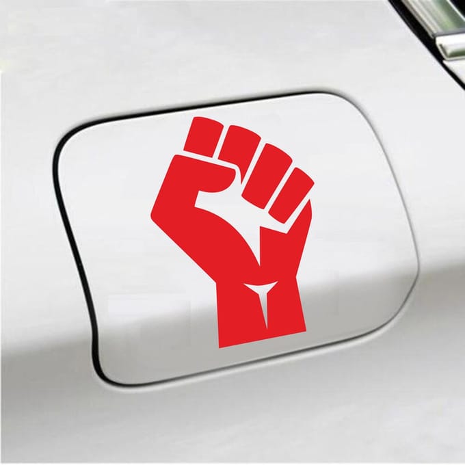 Bumpersticker - Vuist - 13 X 9 - Rood