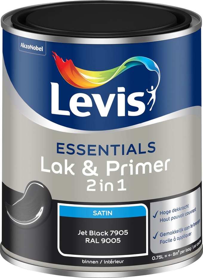 Levis - Essentials Lak & Primer - Jet Black (Ral 9005) - 0,75 L