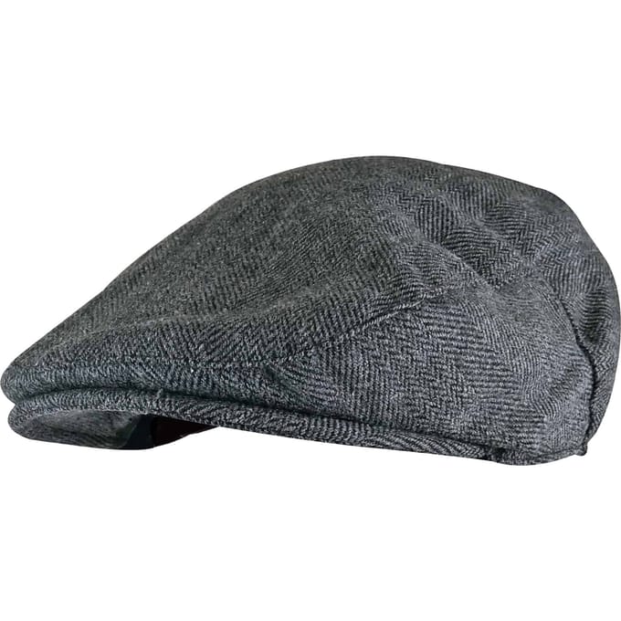 Traditionele platte pet van geruite wolmix voor heren - GL227 Gray