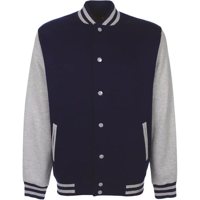 Varsity Jacket unisex merk FDM maat M Donkerblauw/Grijs